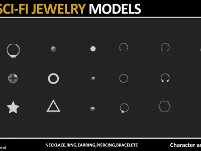 100 SCI FI JEWELRY MODELS Low-poly 3D model