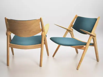 CH28 Sawhorse Easy Chair 3D model