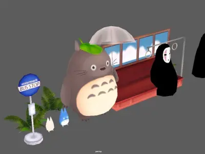 bus stop totoro  Low-poly 3D model