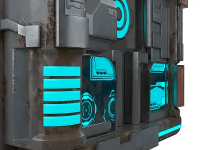 High-Detail Sci-Fi 3D Prop box B Low-poly 3D model