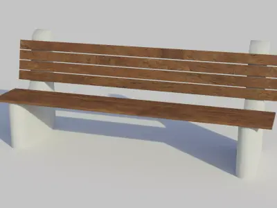 Park Bench 3 - Low poly PBR Low-poly 3D model