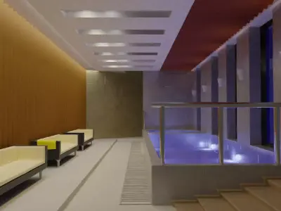 Indoor Pool Low-poly 3D model