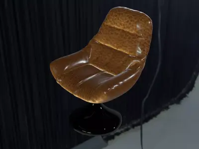 Luxurious 3D Model of Armchair with Leather Upholstery Low-poly 3D model