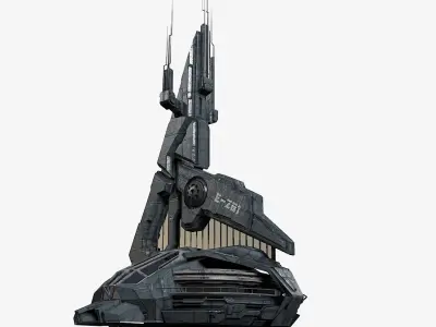 Halo Style Sci-Fi Building 3D model