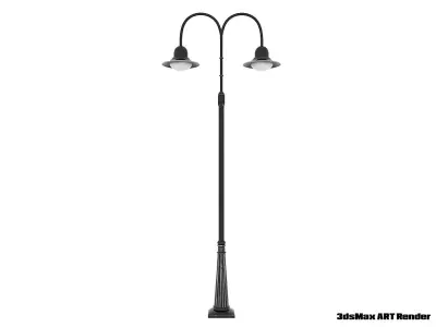 Double Arm Lamp Post Low-poly 3D model