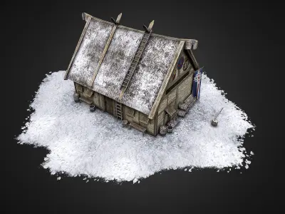Viking Hut Low-poly 3D model