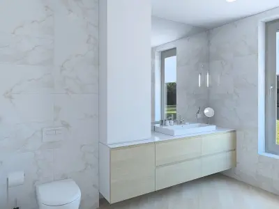 Cozy shower room with marble tiles 3D model