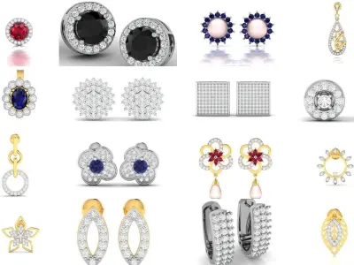 100 LIGHT WT EARRINGS  3D Model Pack