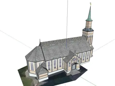 Architecture-Religion-God-Culture-Temple-048 church with steeple 3D model