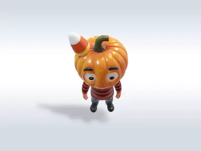 Cheerful Pumpkin Boy Halloween Character 3D model