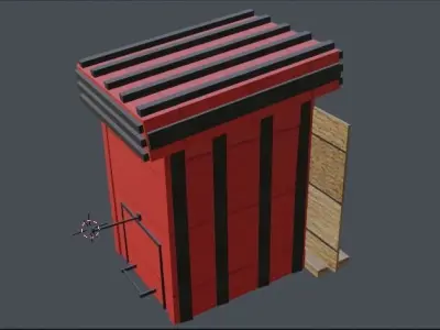 Wooden latrine with washing equipments Free 3D model