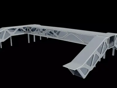 modern curved pedestrian bridge 3D model