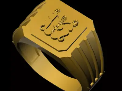 rings gold ring with arabic calligraphy 3D print model