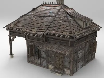 Medieval house fantasy all group Low-poly 3D model