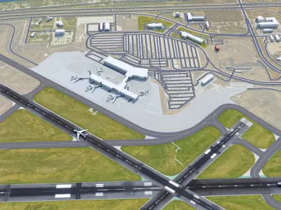 Quad City International Airport 12km Low-poly 3D model