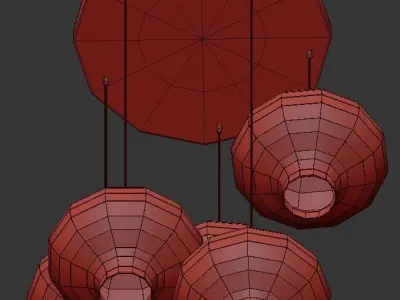 Vilmar pendant light with five glass globes hanging from ceiling 3D model