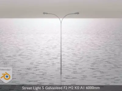 Street Light 5 Galvanized F2 M2 K0 A1 6000mm Low-poly 3D model