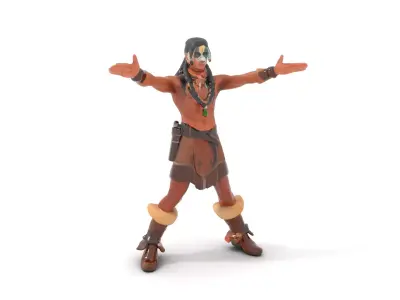 Tribal Warrior Character Rigged and Animated Low-poly 3D model