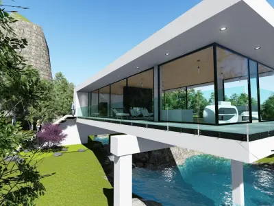 Waterfall House 3D model