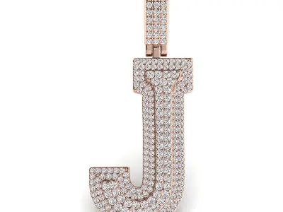 Alphabet Latter J Diamond Pendent 3D print model