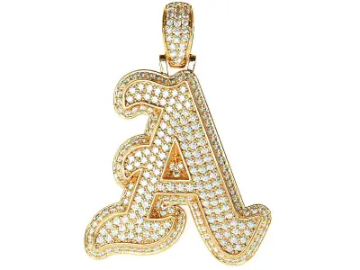 Tattoo fonts A to Z alphabet pendent 3D Model Pack