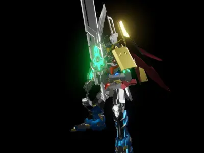 TheMechaNoid 7 gundam character holding sword 3D model