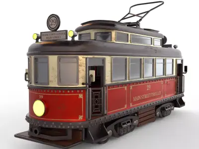 Old Tram Low-poly 3D model