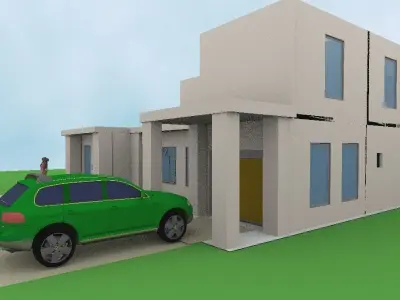 Architectural House Low-poly 3D model