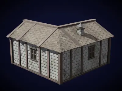 Medieval House Low-poly 3D model 25