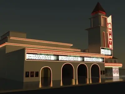 Detailed Movie Theater Exterior 3D model