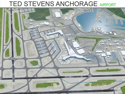 Ted Stevens Anchorage Airport 20km Low-poly 3D model