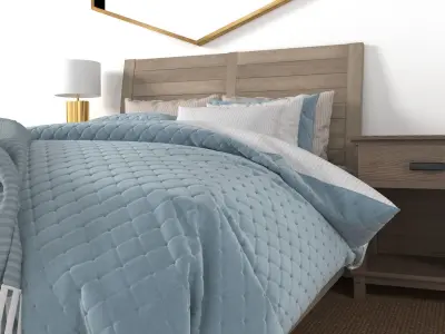 bedroom set hexagonal wall mirror 3D model