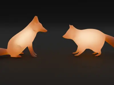 Indirect lighting of raccoon dog and fox 3D model