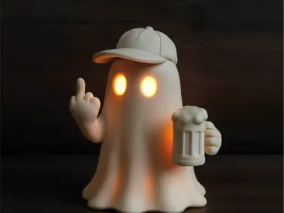 Middle Finger Ghost  Funny Tealight Holder and Figurine 3D print model