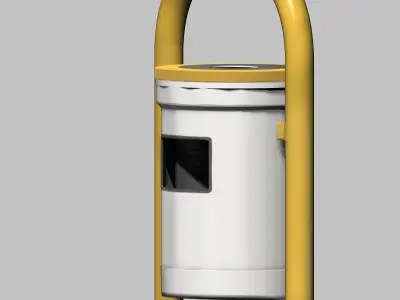 Yellow closed cage type trash can Low-poly 3D model
