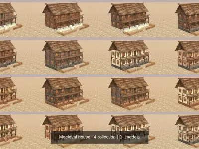 Mdeieval house 14 collection 3D Model Pack