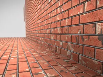 Old Brick Wall Mid-Poly Tile Low-poly 3D model