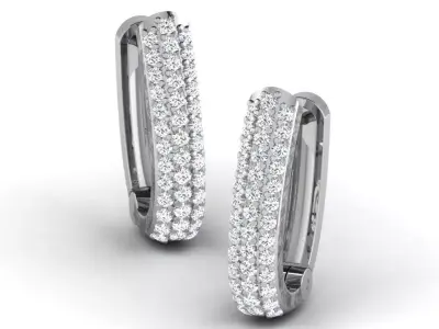 Gold Diamond Women Earring 3D print Model 3D print model 76