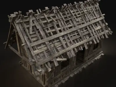 Next Gen AAA Simple Wooden Swamp Hut Low-poly 3D model