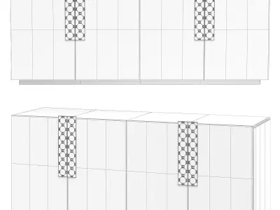 EBONY WOOD 4 DOOR SIDEBOARD Low-poly 3D model