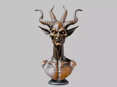 Bust of a Goblin Low-poly 3D model