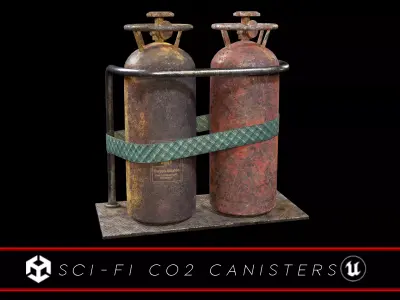 Sci-Fi C02 Canisters Low-poly 3D model