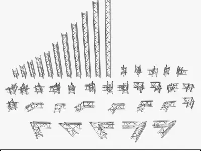 Triangular Truss Standard Collection 41 Modular Pieces 3D print model