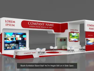 5 Exhibition Stand Stall Booth 3D model Collection 3D Model Pack