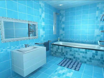 Bathroom Interiors - 3 Scenes Low-poly 3D model