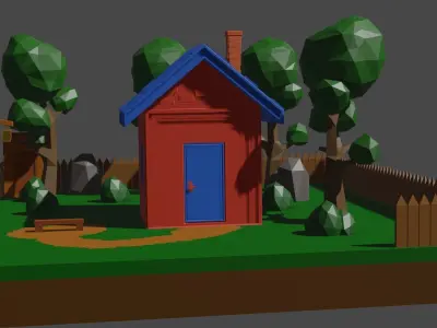catoon house model in bek Low-poly 3D model