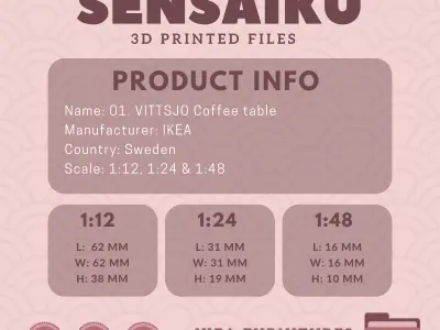 VITTSJO Coffee table for Miniature Dollhouse - IKEA - 3D Print 3D print model