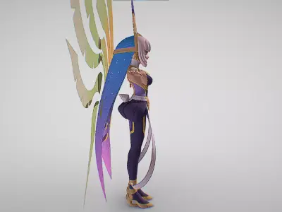 Luxia - Cyber Djinn - Gunvolt Record Cychronicle -  Anime Girl Low-poly 3D model