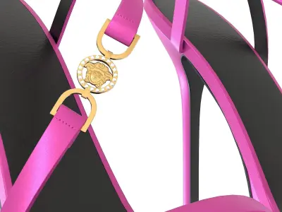 Satin Crystal Logo Shoes Heels Low-poly 3D model