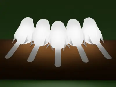 Indirect lighting of a Long-tailed Tit 3D model